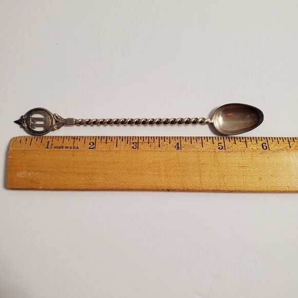 Antique 4 Pc Nickel Silver Coffee Spoon Twist Handle Numbered C.R. Carlstrom - Picture 5 of 14